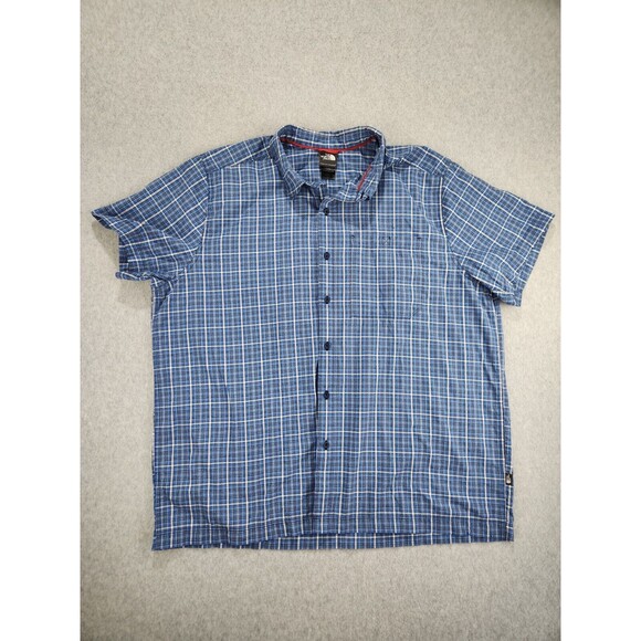 The North Face Other - North Face Button Shirt Blue Plaid Outdoor Casual Short Sleeve Hiking Mens LARGE